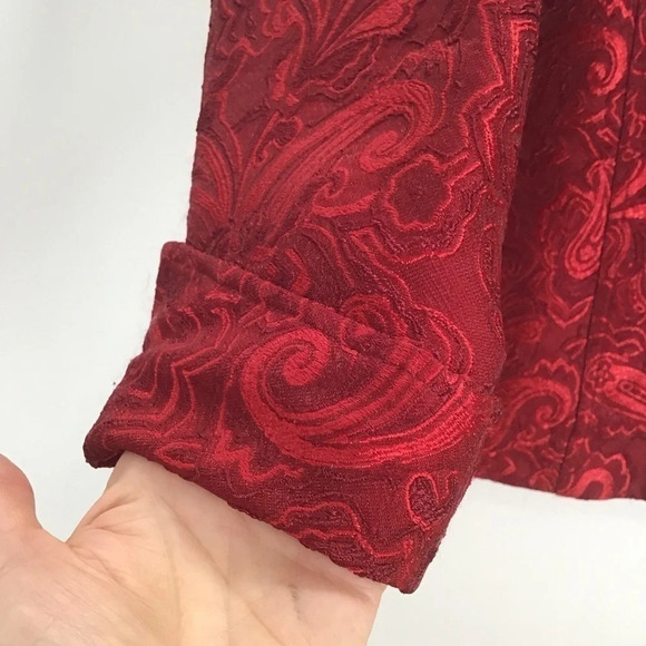 Coldwater Creek Women’s Damask Jacket/Top Opulent Rich Red PartyHoliday Size 1X - Picture 5 of 8